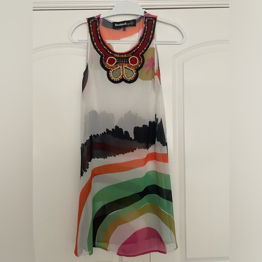 Sheer Desigual Beaded dress Size small